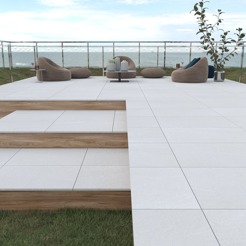 Porcelain paving pearl white - porcelain, pearl/white