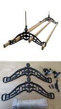 4 LATH EDWARDIAN kitchen ceiling pulley Clothes horse airer dryer rack laundry