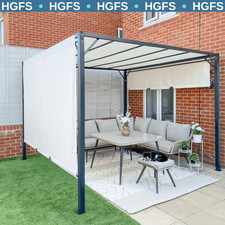 Large Metal Garden Pergola 3x3m Retractable Sun Shade Patio Garden Gazebo Canopy