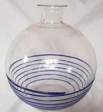 large modernist art glass vase with blue thread decoration design