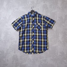 Brutus Trim Fit Short Sleeve Shirt Men's Medium Black Blue Check Button-Up
