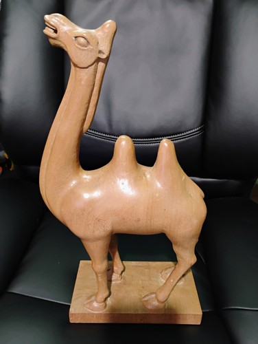 Large wooden camel statue - wooden, hand
