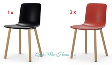 3x VITRA HAL RE WOOD Jasper Morrison Dining Chairs Red Black Oak Eames Not IKEA