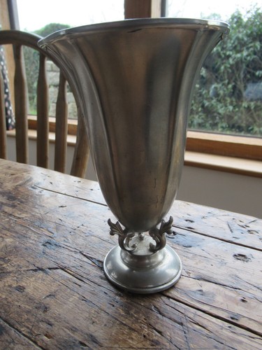 Antique pewter vase lovely - pewter,