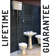 Traditional Bathroom Suite Victorian High Level Toilet Basin Sink White Chrome