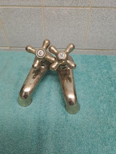Pair antique brass bath - antique,