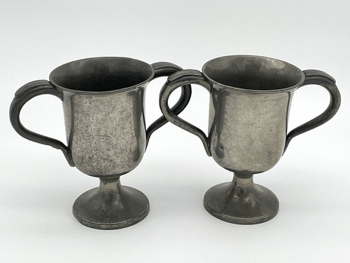 Antique pair pewter two - pair,