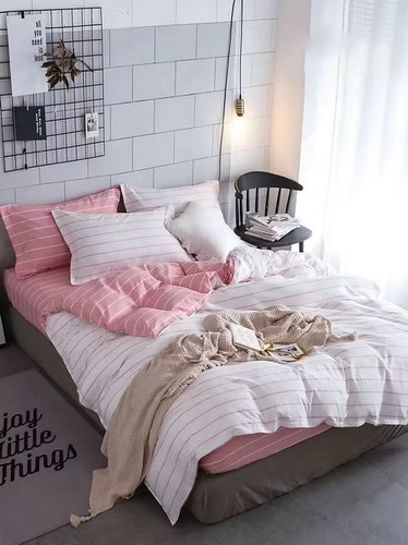 Pink stripe printed duvet - pink,