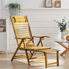 Bamboo Wood Chair Garden Patio