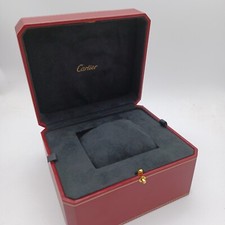 Cartier Used Watch Box OK Condition Light Use Red & Gold Leaf Design POSS Damp