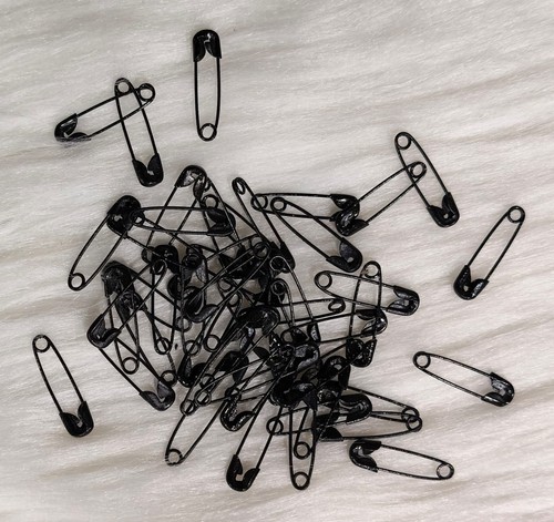Black steel safety pins - black,