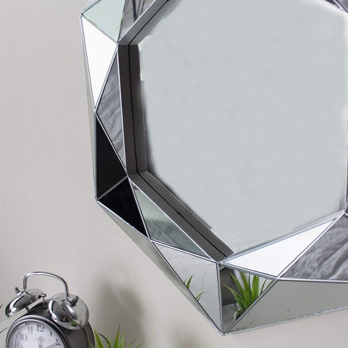 Silver diamond wall mirror - silver,