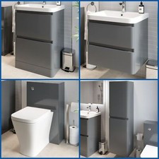 Grey Bathroom Furniture Vanity Unit Basin Storage Cabinet Toilet WC Soft Close