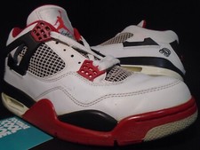 NIKE AIR JORDAN IV 4 RETRO WHITE MARS FIRE RED BLACK CEMENT GREY 308497-162 8.5