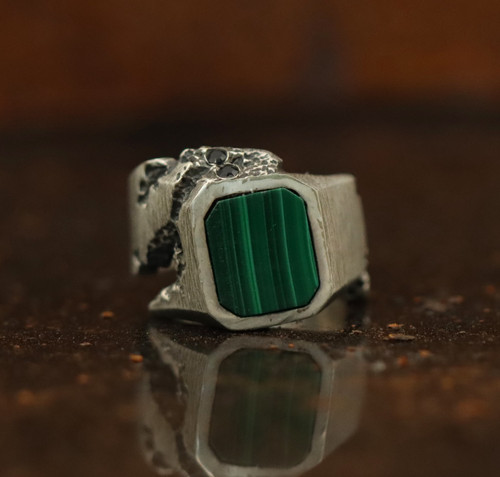 Malachite vintage mens - malachite, ring