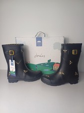 Joules Wellies Uk7 Wellington 204272 Black Bee Print Workwear Winter Autumn 