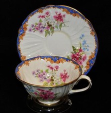 SHELLEY Fine China England Blue Oleander Shape Set Cup & Saucer #13483 M