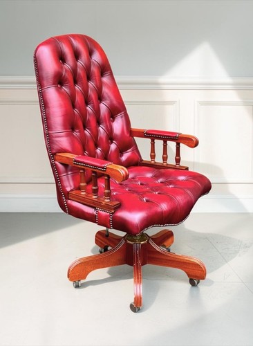 Red leather chesterfield - red,