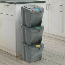 Sorting Waste Bin Recycling Segregation Stackable Lidded Handle  25L