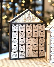 Christmas Wooden Advent Calendar Light Up LED Forest Countdown Grey Reusable LED