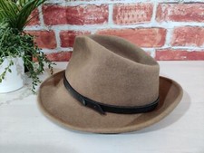VINTAGE CHRISTYS KHAKI BROWN FEDORA HAT SIZE MEDIUM 100% WOOL LONDON TRILBY MENS