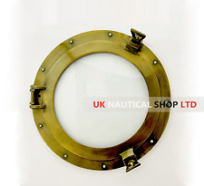Nautical brown porthole with transparent glass | Window ship round 24" porthole