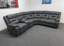 Miami Electric Recliner Corner Sofa With Cupholders - USB Charging Ports (Grey)