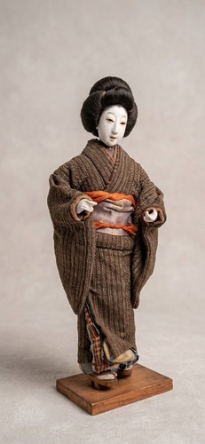 Antique japanese gofun geisha - antique,