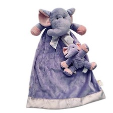 Dakin Purple Elephant Baby Lovey Security Blanket Satin Attached Elephant Rattle