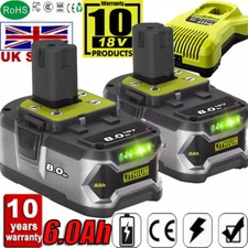 2X 6Ah Battery/Charger For RYOBI P108 18V One+ Plus RB18L50 Lithium-Ion RB18L20