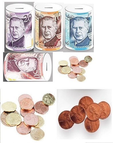 Money box tin - tin, £5