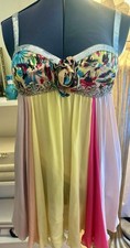 RARE HEATHERETTE Rainbow Rose Beads Mini Dress ONE OF A KIND NY FASHION WEEK 90’