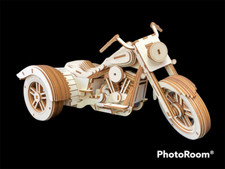 Laser Cut Wooden Harley Davidson Freewheeler Trike 3D Model/Puzzle Kit