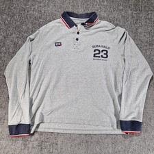 Quba Sails X-Series Polo Shirt Large Grey Long Sleeve, rugby type. P2P 22"