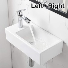 Small Bathroom Wall Hung Cloakroom Ceramic Compact Hand Wash Basin Sink White