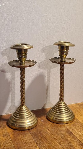 Victorian brass candlesticks - victorian,