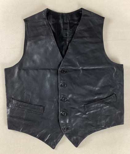 Vintage leather vest waistcoat - vest,