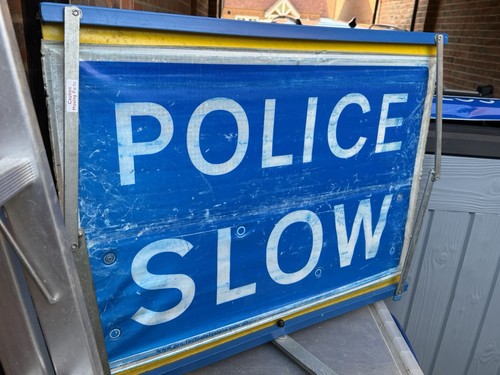 Police slow traffic - slow, accident