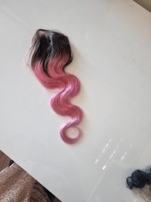 12A 16INCH 4X4 2TONES OMBRE LACE CLOSURE 1B#/PINK BRAZILIAN HUMAN HAIR BODY WAVE