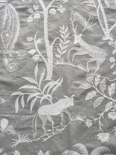 Jane Churchill Fabric "Calisa" In Beige Embroidered 1.95 Metres