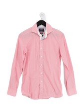 Hackett Men's Shirt S Pink Geometric 100% Cotton Basic