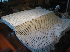 Giant Size Vintage Hand Crochet Bedspread (280 cm x 320 cm) Mid-Century
