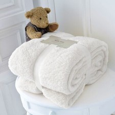 Teddy Bear Fleece Throw Sofa Blanket Soft Cuddly Bedspread Single Double King