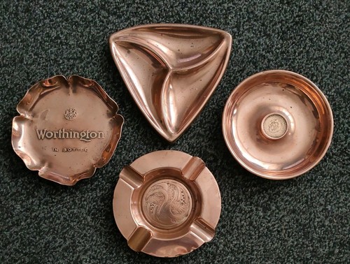 Vtg copper ashtrays - copper, trays