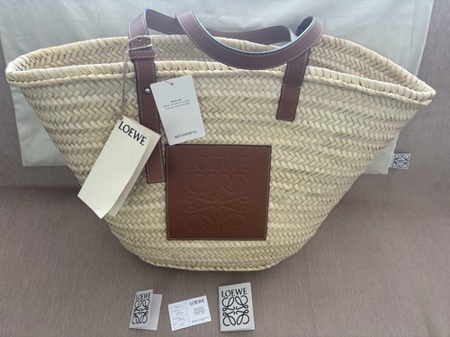 Loewe large sand raffia basket - sand,