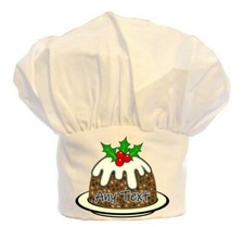 PERSONALISED CHRISTMAS PUDDING CHEFS HAT 100% POLYESTER BBQ BIRTHDAY CHRISTMAS