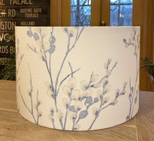LAURA ASHLEY PUSSY WILLOW FABRIC NEW HANDMADE LAMPSHADE  WHITE & SEASPRAY BLUE