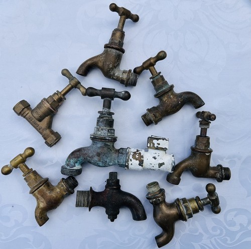 Vintage brass garden taps - brass,
