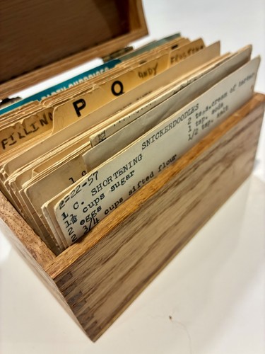 Vintage wood recipe card - wood, file
