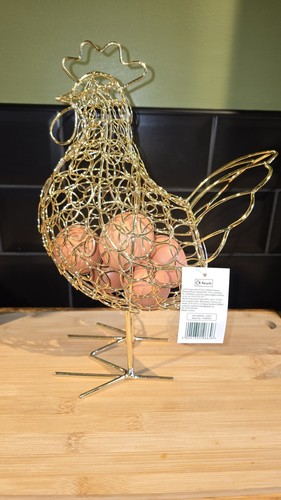 Gold metal chicken egg - , holder/